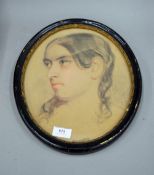 A 19th century pastel portrait of a girl in the Manner of WILLIAM ETTY, framed and glazed.