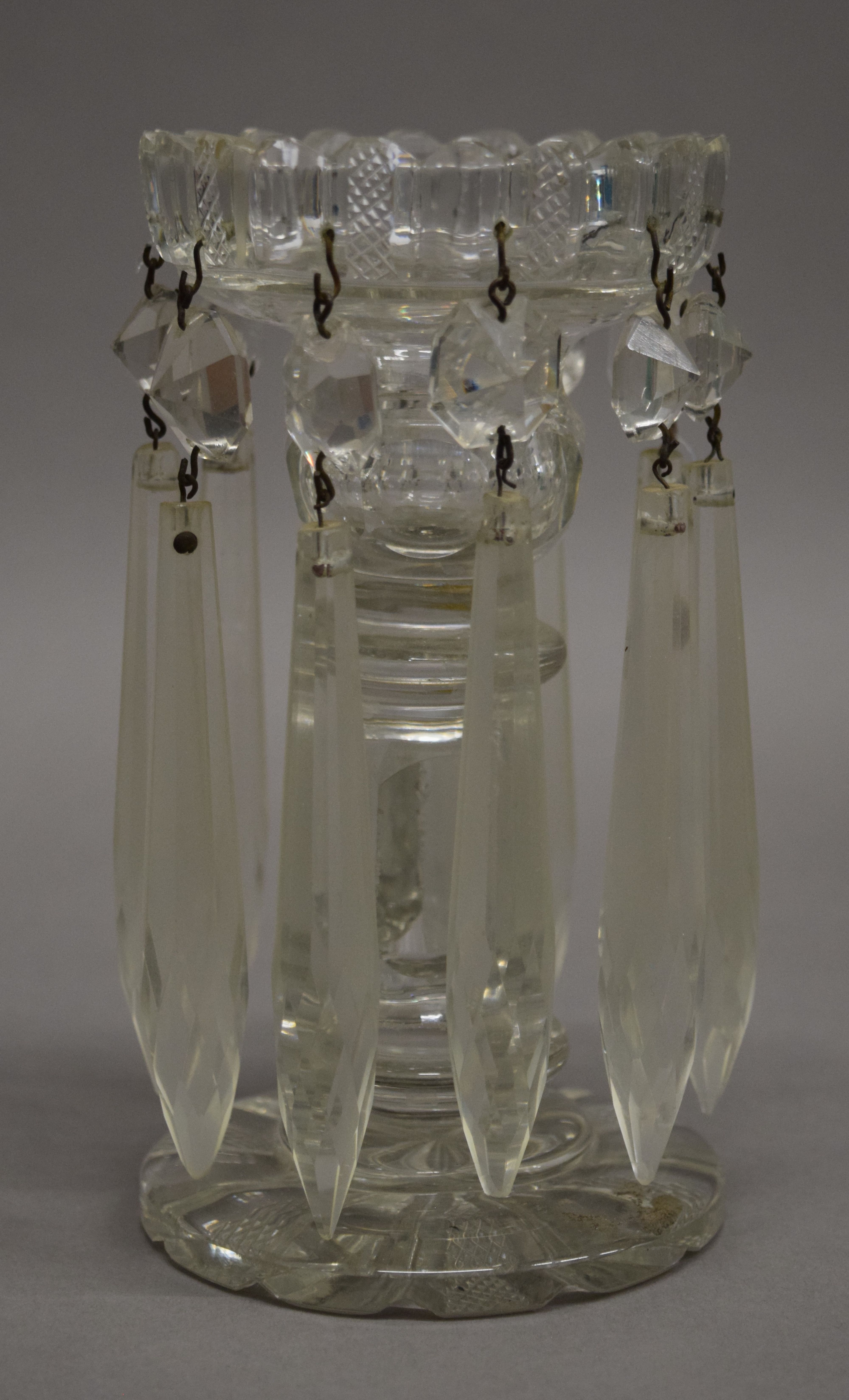 Six various Victorian glass lustres. The largest 34 cm high. - Image 16 of 17