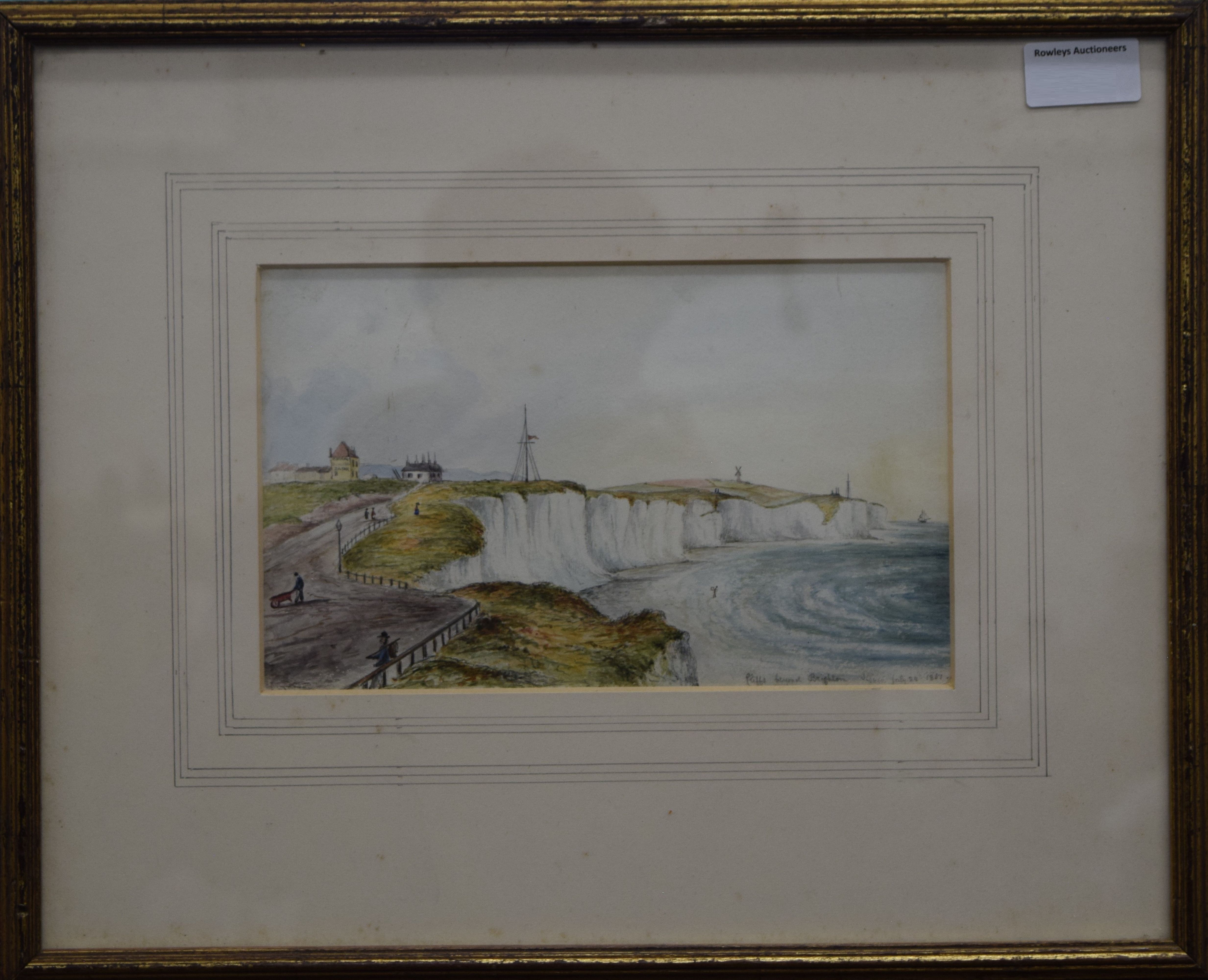 A Victorian watercolour, inscribed Cliffs Beyond Brighton, - Bild 2 aus 3