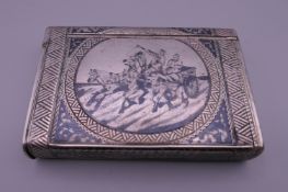 A Russian silver Niello box. 9.5 cm wide.