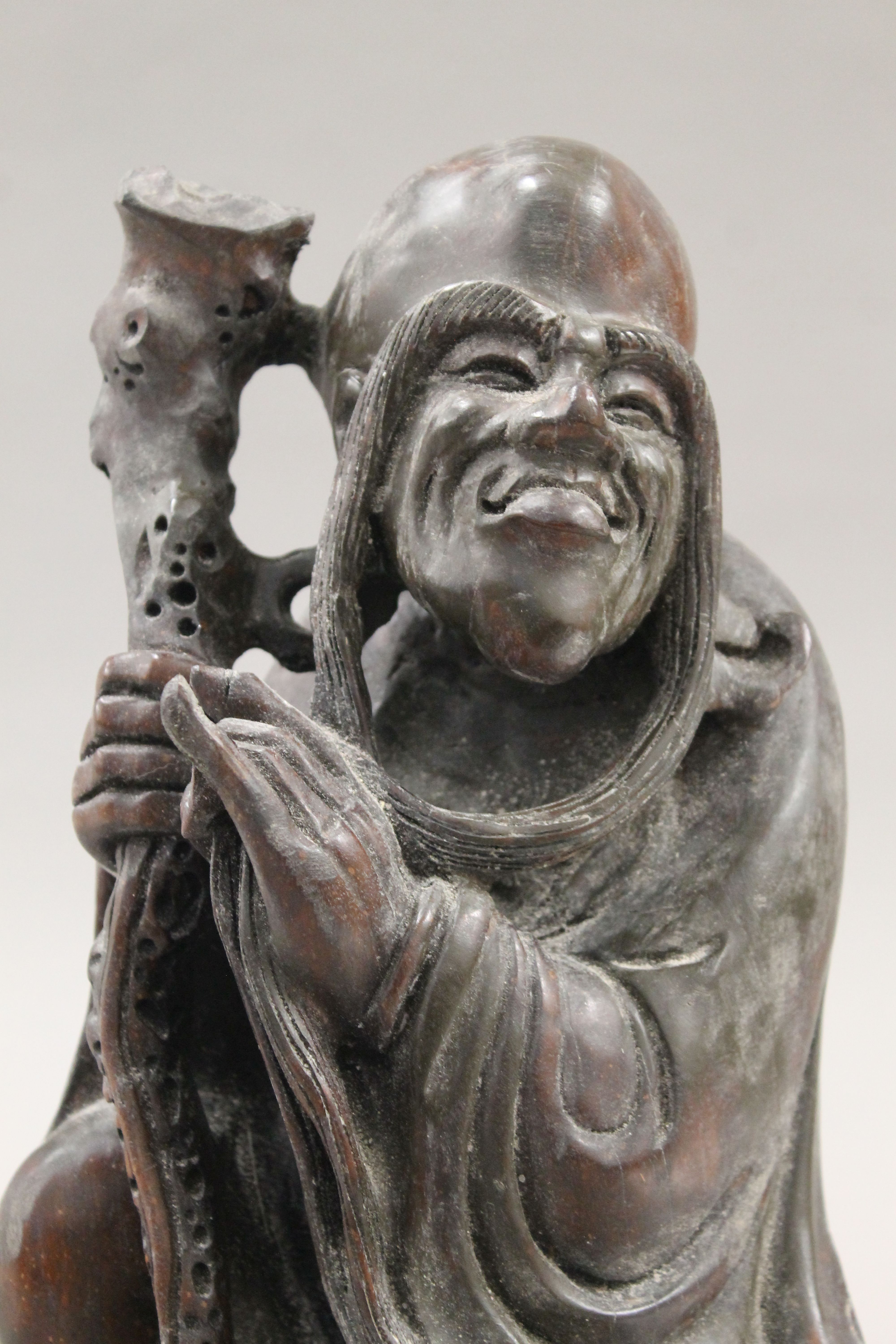 A Chinese carved wooden model of Shou Lao. 35 cm high. - Image 4 of 4