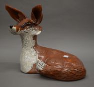 A Jennie Hale pottery model of a fox. 35.5 cm high.