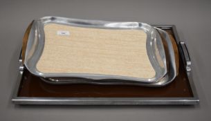 Two Picquot trays and a large Art Deco tray. The latter 49.5 cm long.