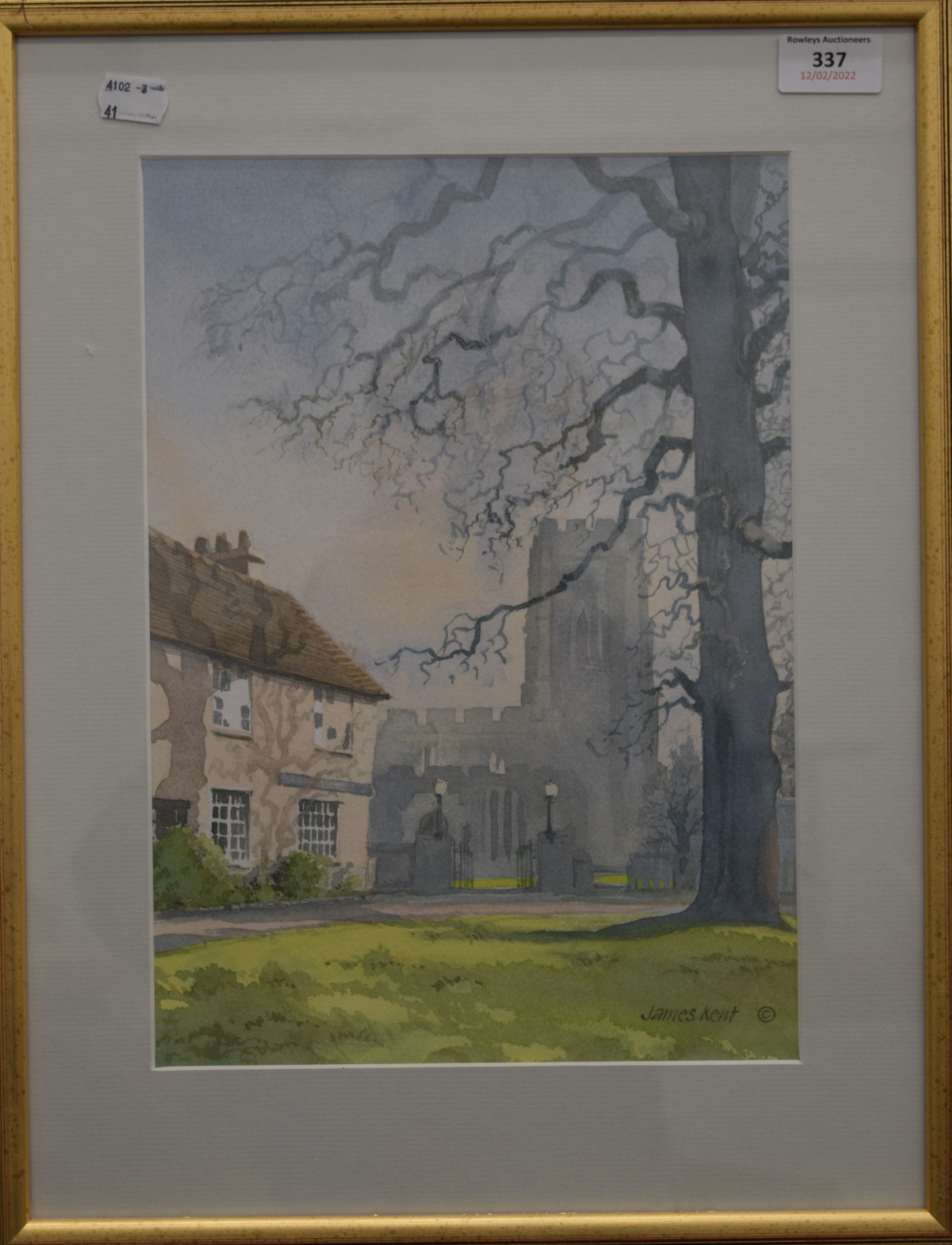 JAMES KENT (20th/21st century) British, Stoke-by-Clare Church, watercolour, framed and glazed. 23. - Image 2 of 3