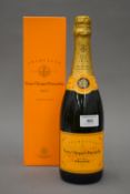 A boxed bottle of Veuve Clicquot Ponsardin Brut Champagne.