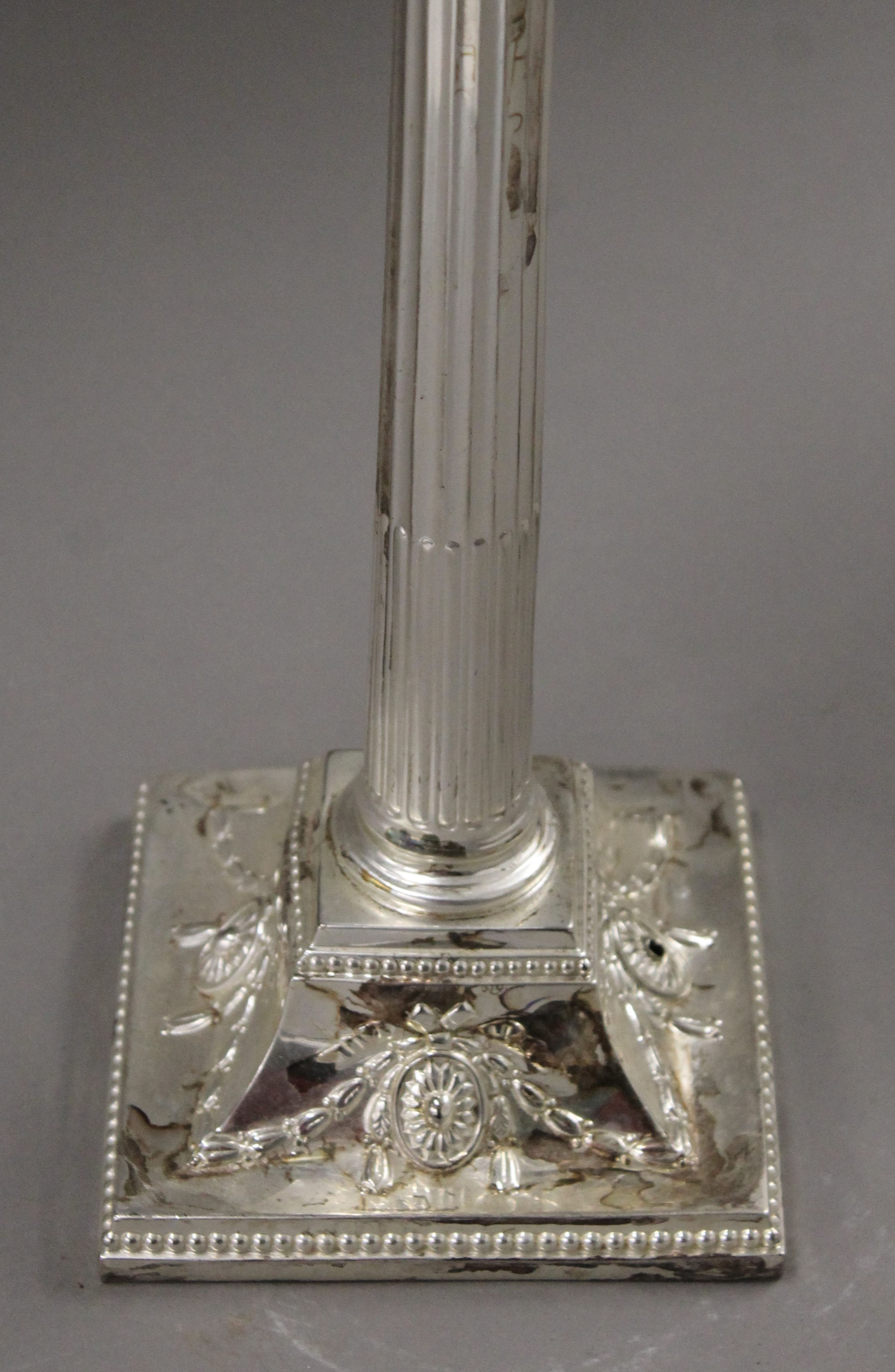 A silver plated oil lamp (converted to electricity). 78 cm high. - Image 5 of 5