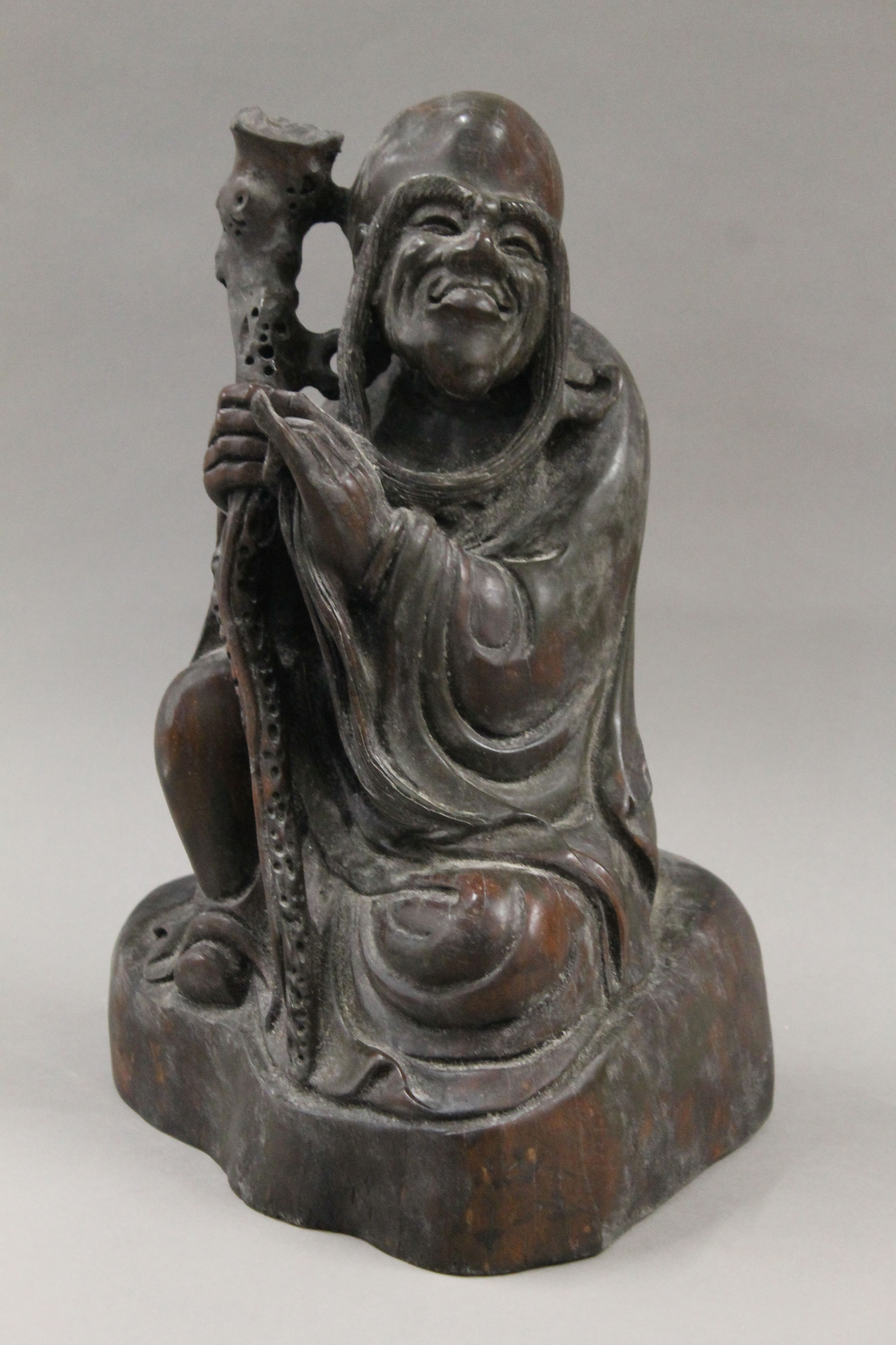 A Chinese carved wooden model of Shou Lao. 35 cm high. - Image 2 of 4