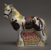 A Royal Crown Derby limited edition the Derby war horse with gold mark. 20 cm high.