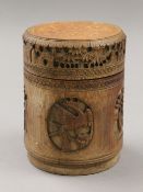 A Chinese bamboo box. 16 cm high.