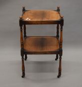 A 19th century two-tier rosewood whatnot. 43 cm square.