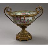 A 19th century bronze mounted Canton bowl. 31 cm wide.
