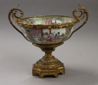 A 19th century bronze mounted Canton bowl. 31 cm wide.