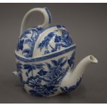 An unusual Wedgwood S.Y.P patent porcelain Peony pattern teapot. 16.5 cm high.
