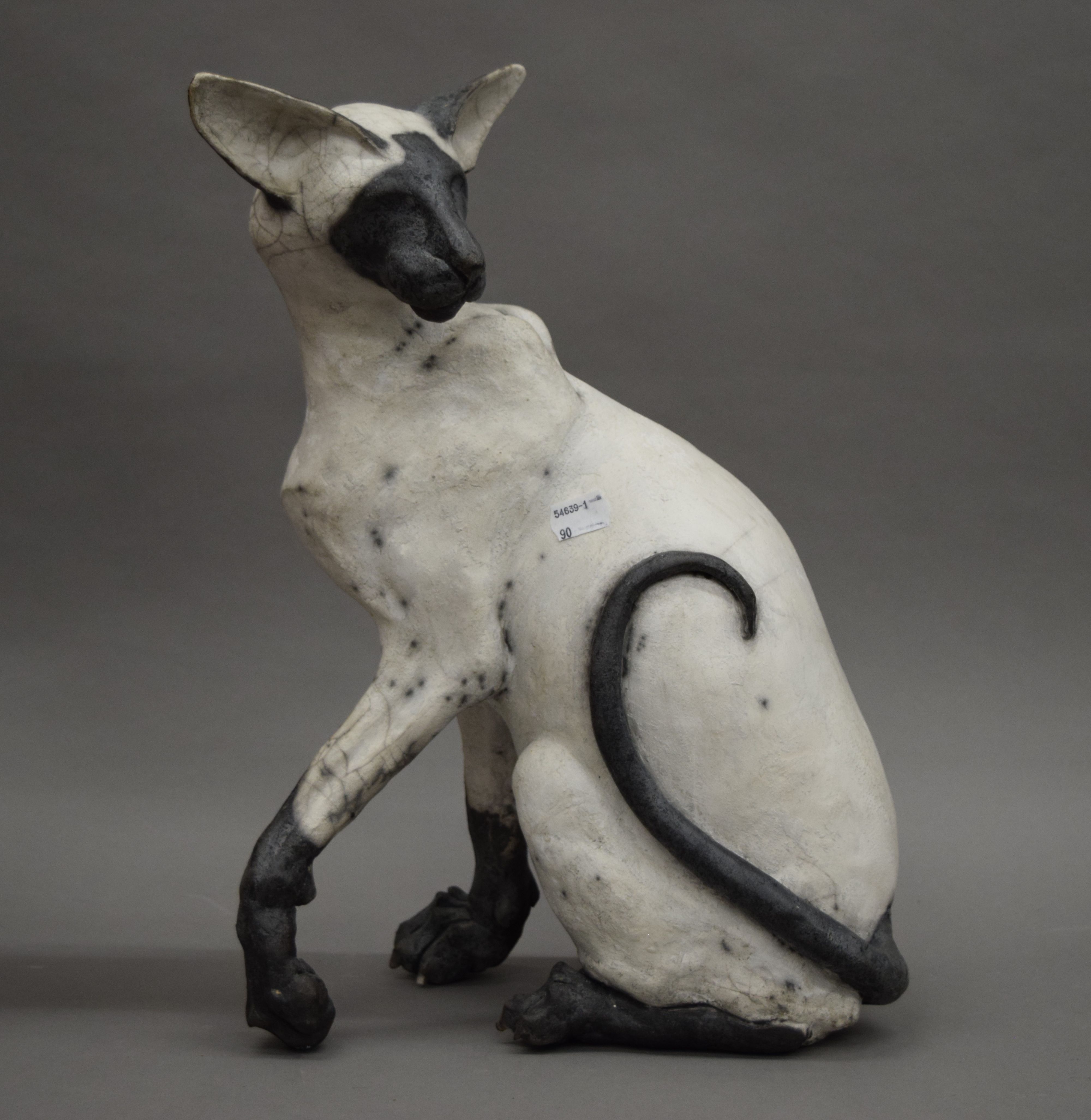 A Julia Hulme pottery model of hare and a pottery model of a cat. The former 53 cm high. - Image 2 of 7