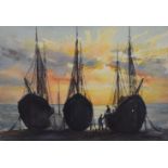 ERNEST ANDREWS (1896-1977) British, Fishing Boats, watercolour, signed, framed and glazed.