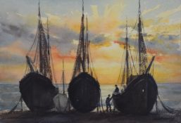 ERNEST ANDREWS (1896-1977) British, Fishing Boats, watercolour, signed, framed and glazed.