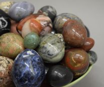 A collection of specimen mineral eggs.