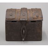 A small 17th century iron casket. 8.5 cm wide.