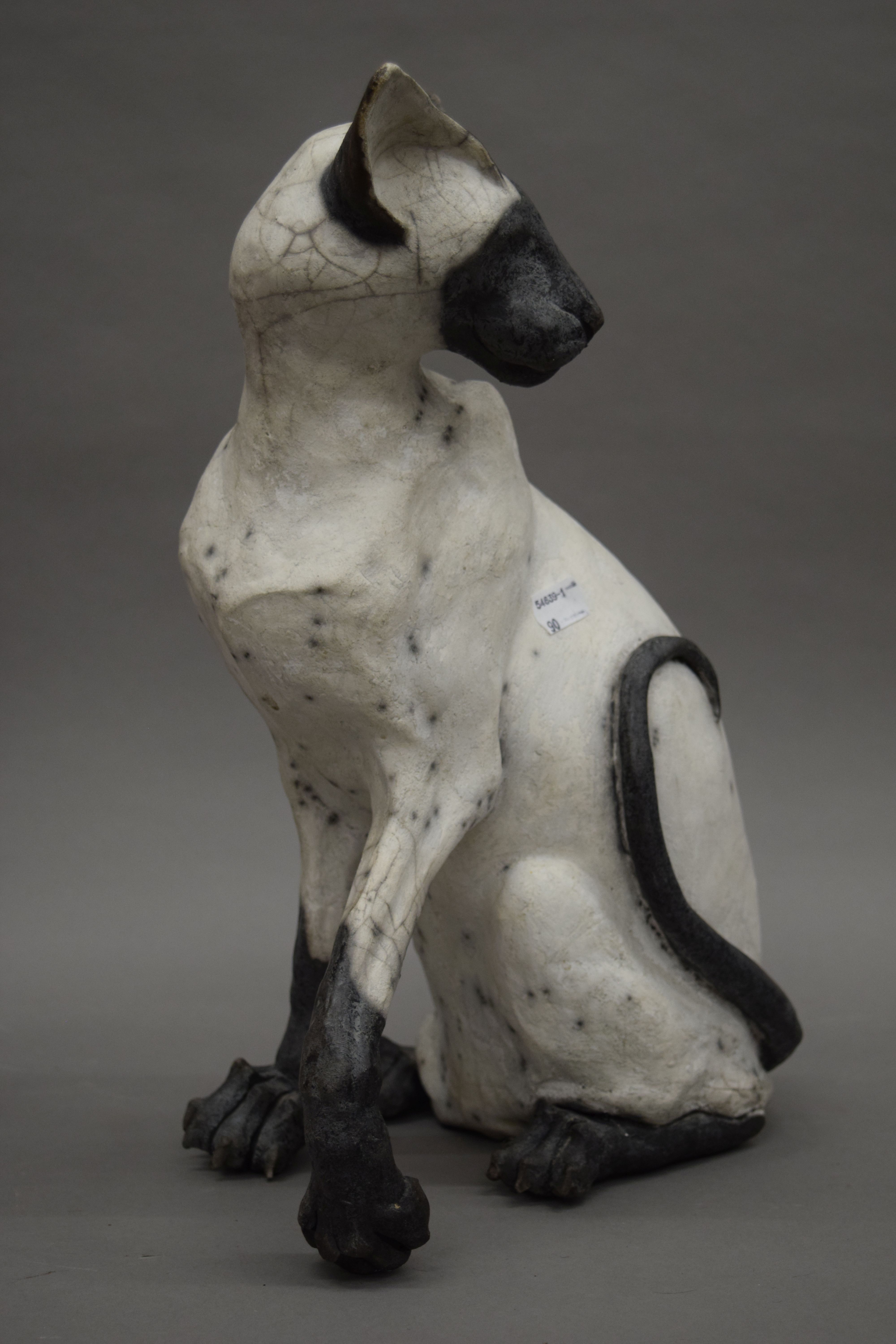 A Julia Hulme pottery model of hare and a pottery model of a cat. The former 53 cm high. - Image 3 of 7