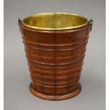 An unusually small 19th century Dutch wooden coal bucket. 20 cm high.