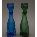 Two glass bottles formed as cats. 22 cm high.