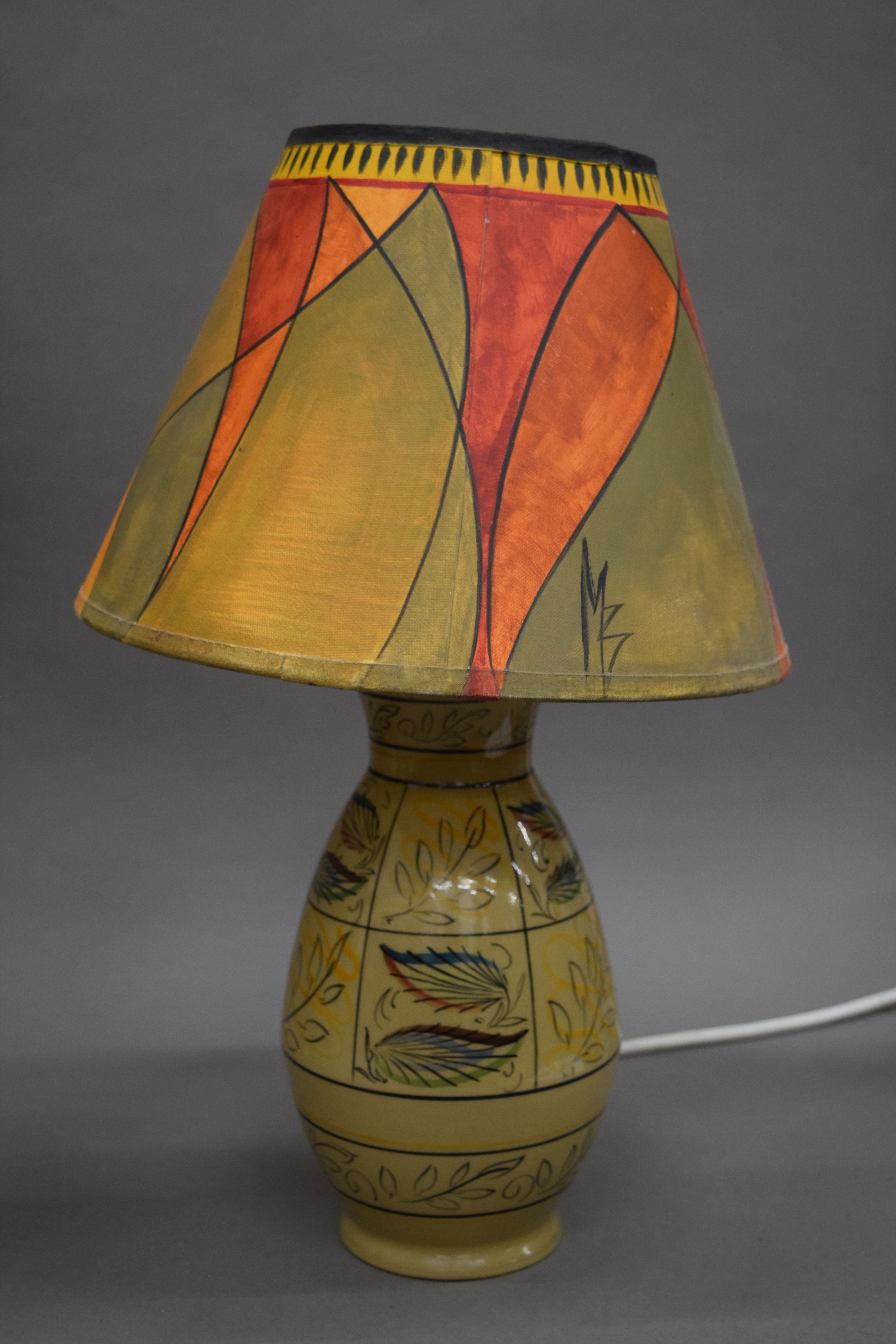 A Galle style glass table lamp and three pottery table lamps. The former 36 cm high. - Image 2 of 5