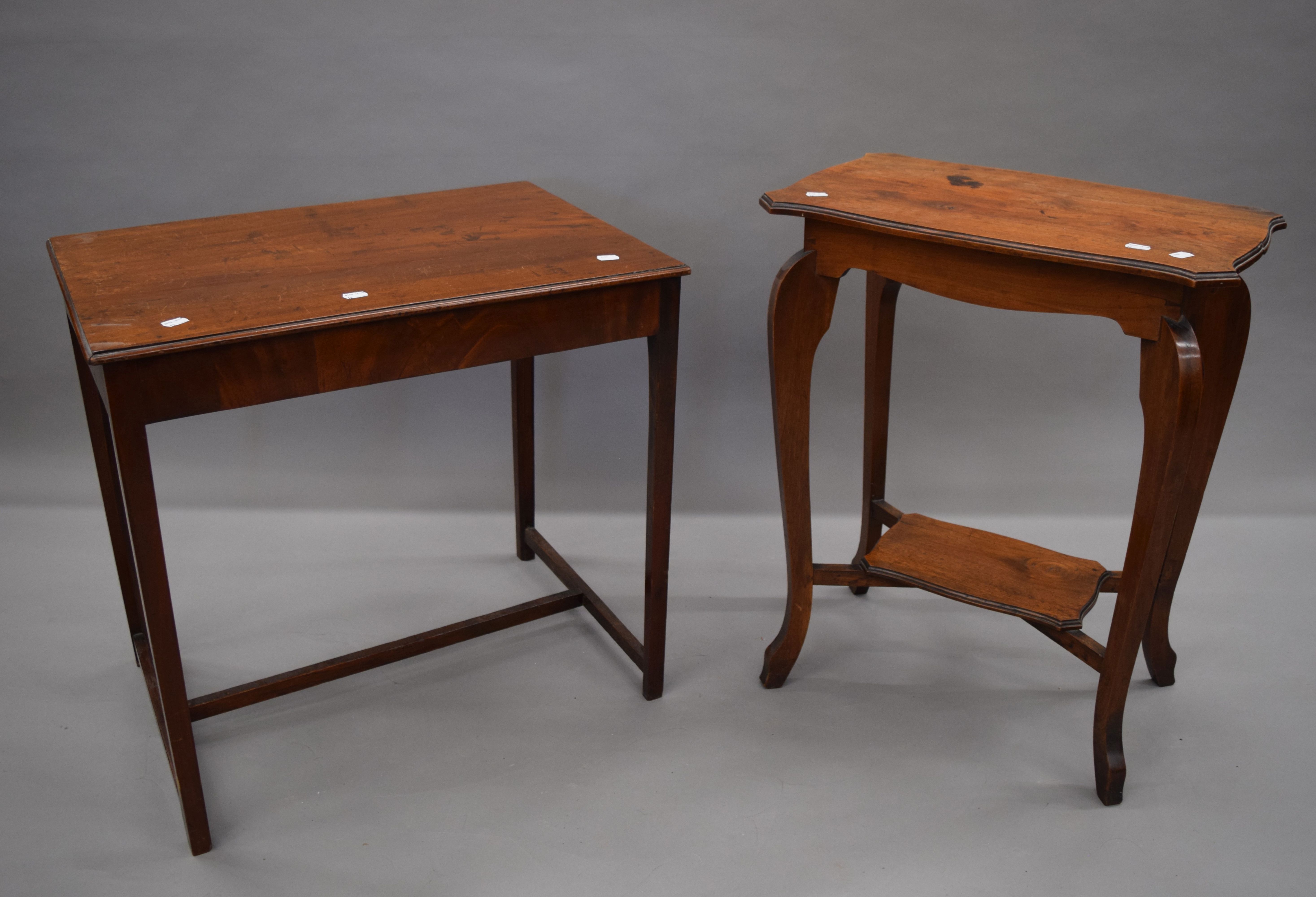 A Victorian mahogany side table, a walnut side table and a pair of arm chairs. The former 64. - Image 7 of 11