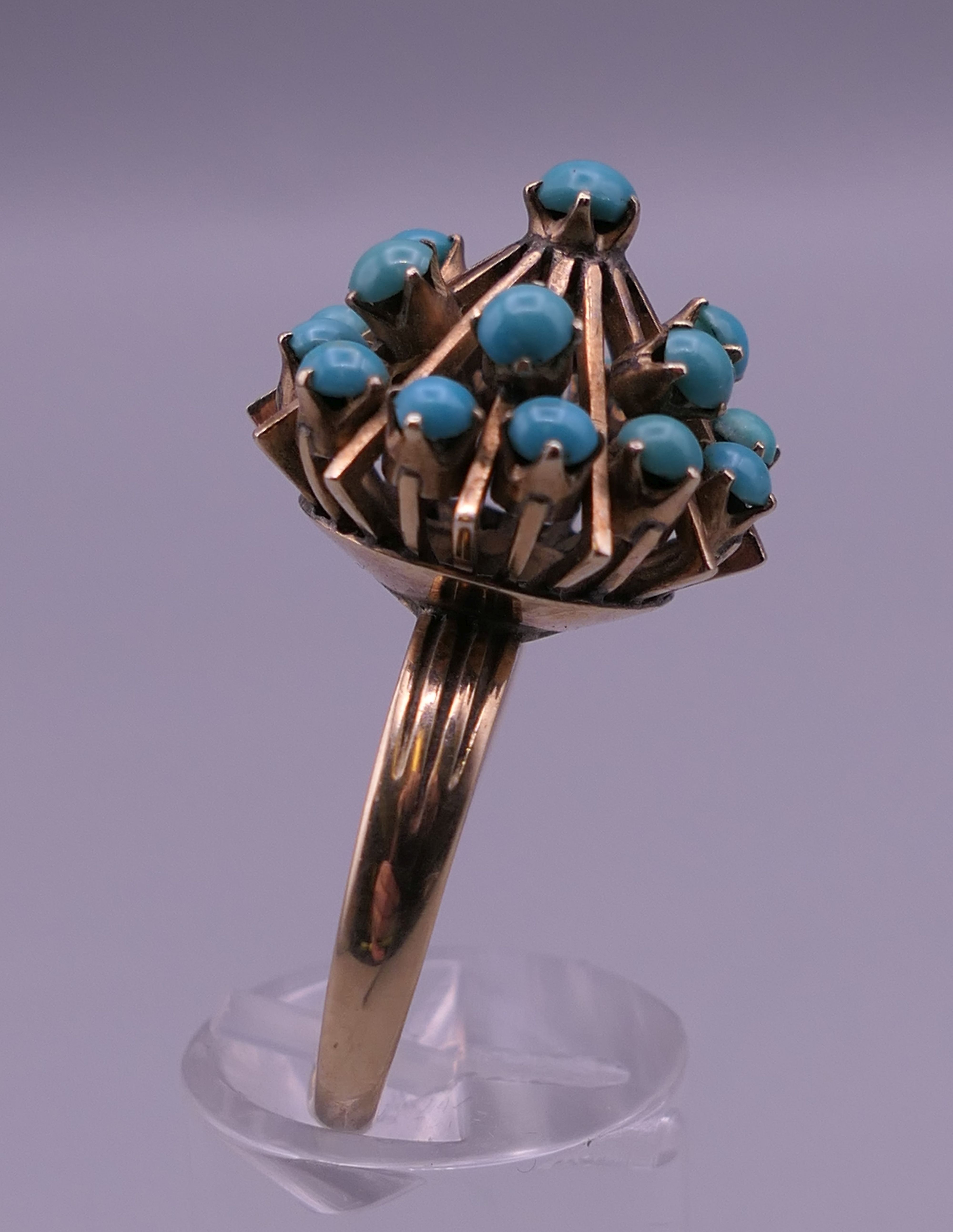 A 14 K gold and turquoise ring. Ring size U. 7.5 grammes total weight. - Image 4 of 8