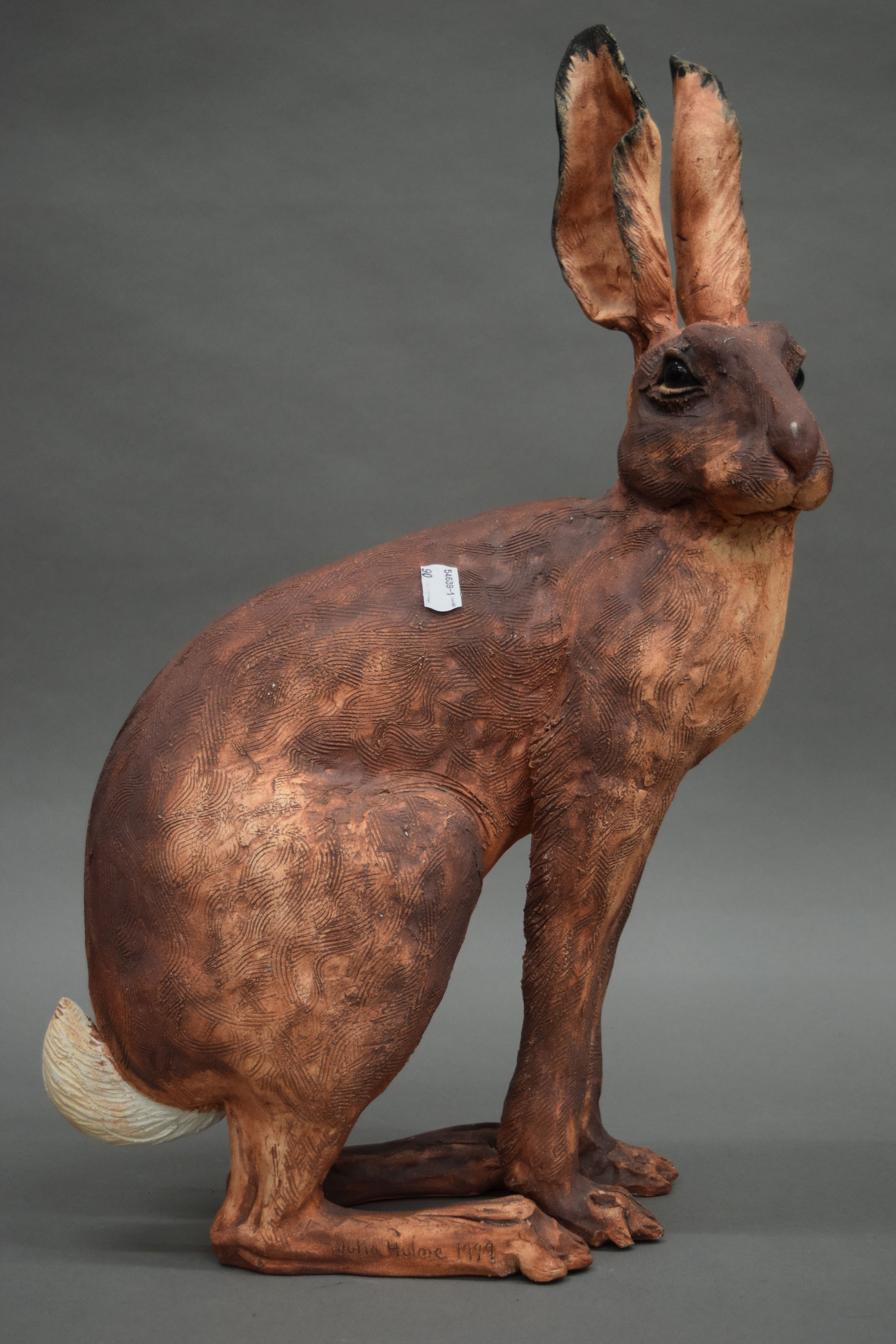 A Julia Hulme pottery model of hare and a pottery model of a cat. The former 53 cm high. - Image 5 of 7