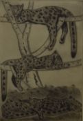 PAMELA HUGHES, Sleeping Snow Leopard, limited edition etching, numbered 2/25,