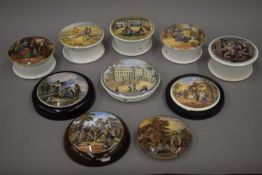 Ten various 19th century Pratt Ware pot lids.