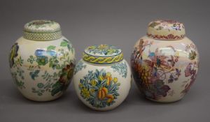 Three Masons Ironstone ginger jars. The smallest 12.5 cm high.