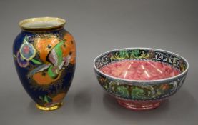 A Mailing bowl and a Carltonware vase. The latter 19.5 cm high.