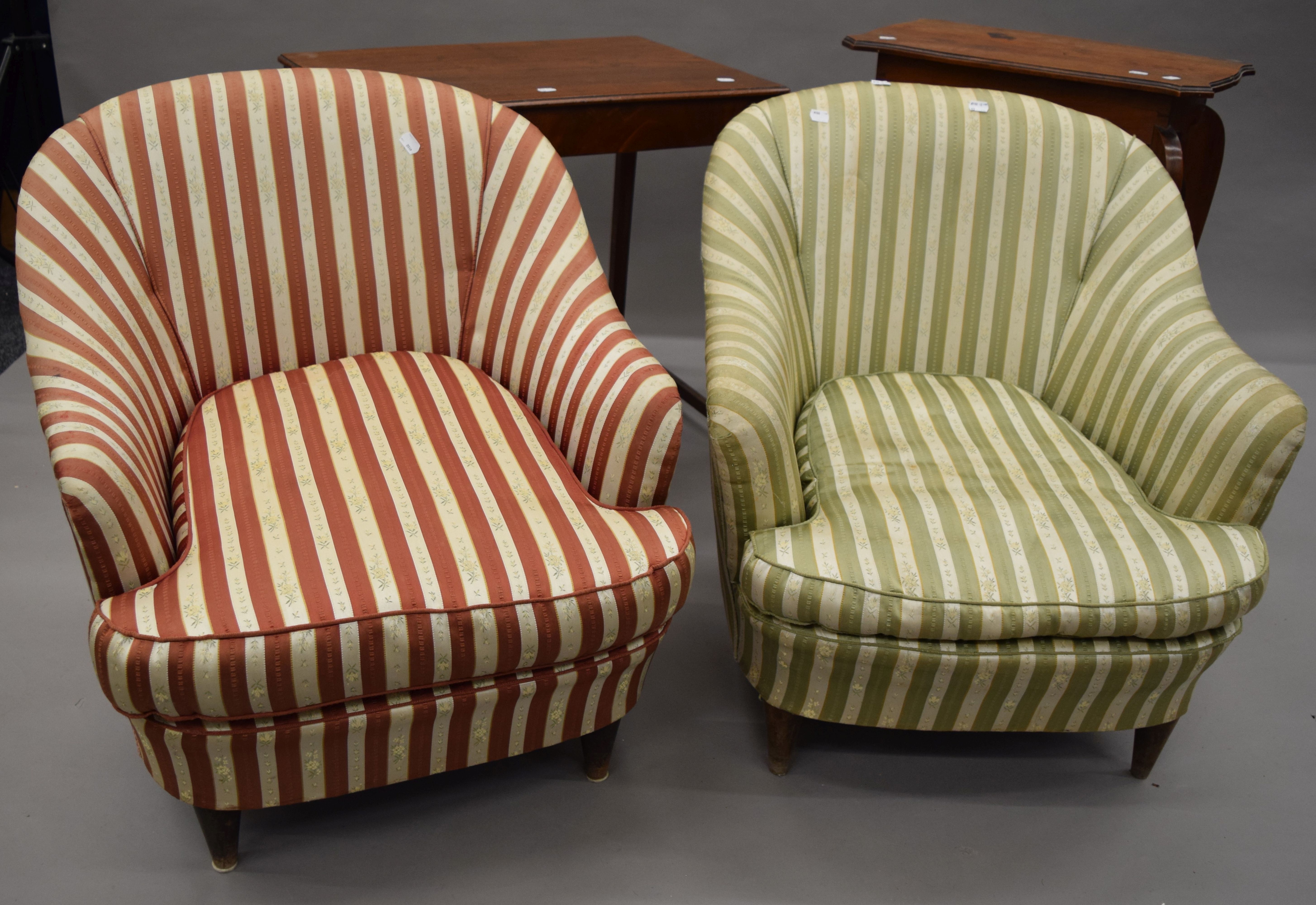 A Victorian mahogany side table, a walnut side table and a pair of arm chairs. The former 64. - Image 2 of 11