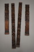 Four 19th century oak carvings. The largest pair 119 cm high.