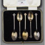 Five silver teaspoons. 52.6 grammes.