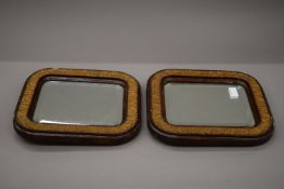 A pair of Victorian mirrors. 28 x 33 cm overall.