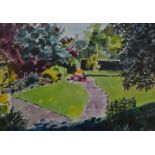 SHIRLEY SPOTTISWOODE, Garden Path, watercolour, framed and glazed. 52 x 36.5 cm.