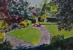 SHIRLEY SPOTTISWOODE, Garden Path, watercolour, framed and glazed. 52 x 36.5 cm.