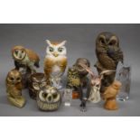 A collection of various models of owls.