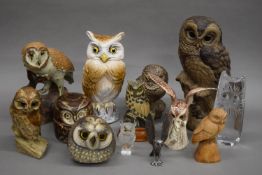 A collection of various models of owls.