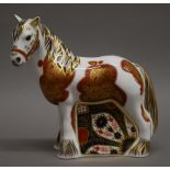 A Royal Crown Derby limited edition Welsh cob with gold mark. 20 cm high.