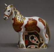 A Royal Crown Derby limited edition Welsh cob with gold mark. 20 cm high.