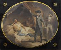 A pair of 19th century prints depicting scenes from Inkle and Yarico in verre eglomise and gilt