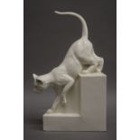 An Art pottery model of a cat, signed C.A.B. 34 cm high.