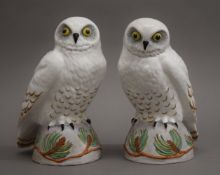 Two Crown Staffordshire porcelain snowy owls. Each 20 cm high.