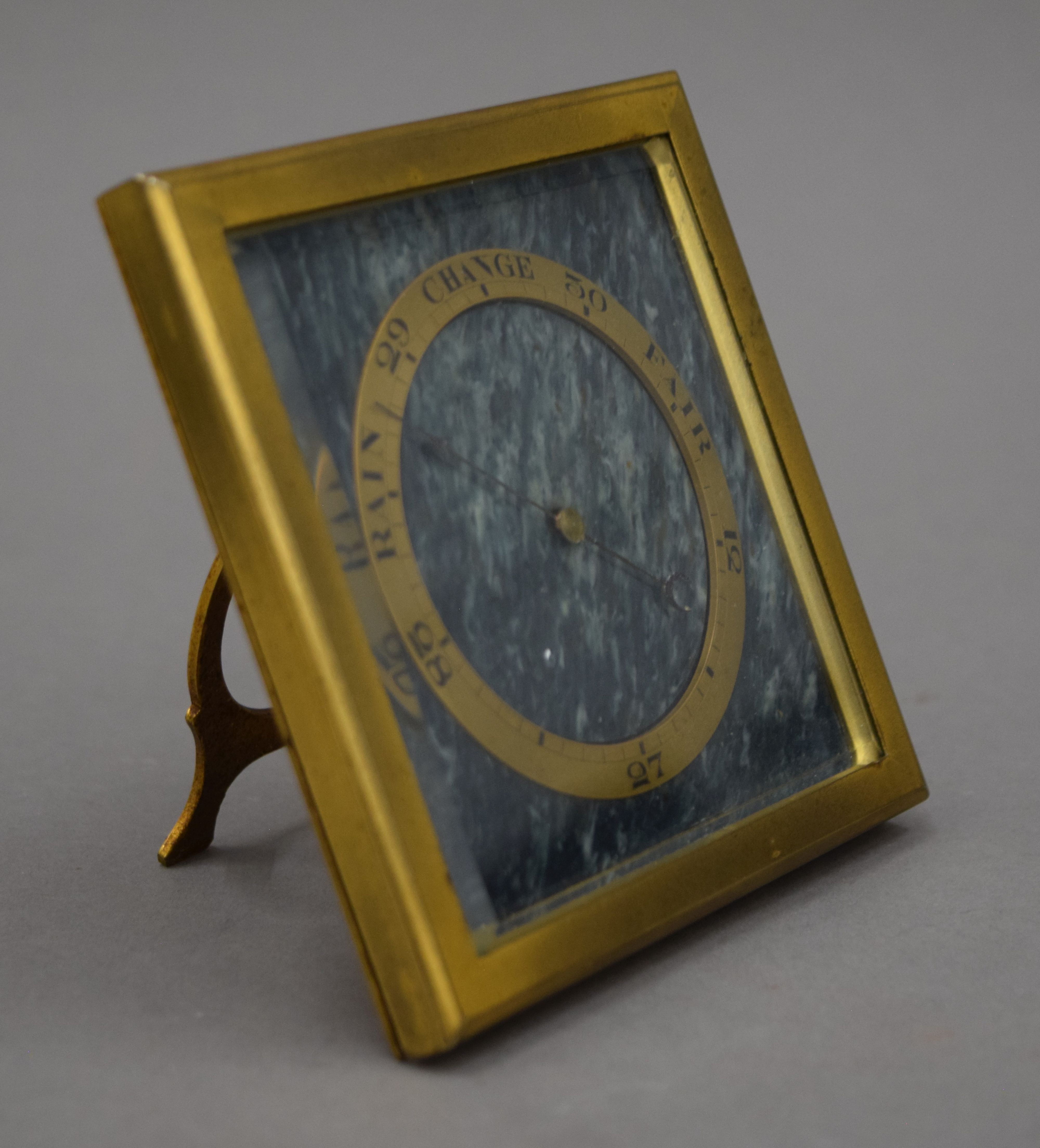 A Goldsmith and Silversmith London desk barometer. 10 cm square. - Image 2 of 3