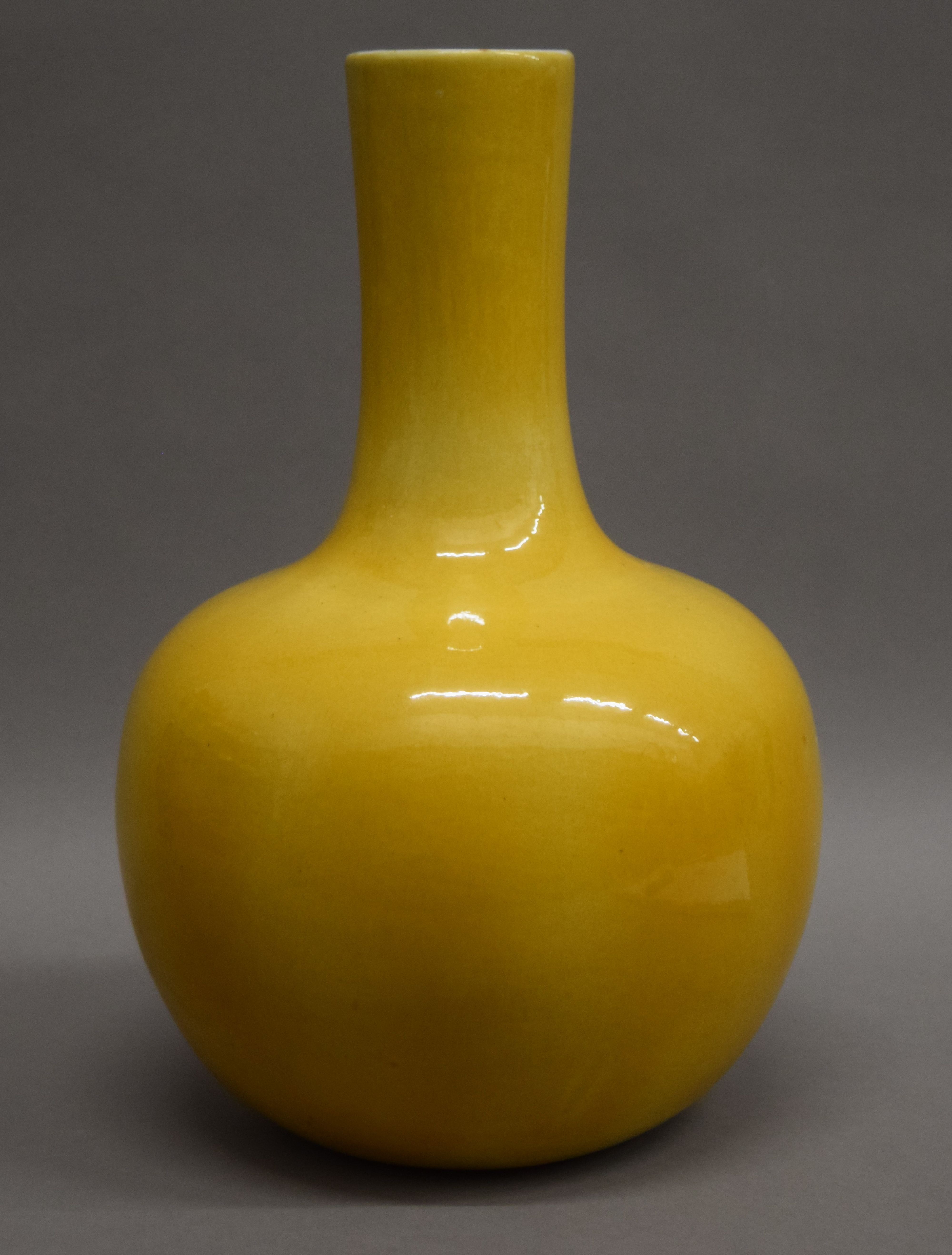 A 19th century Chinese yellow ground vase on a carved wooden stand, - Image 2 of 4
