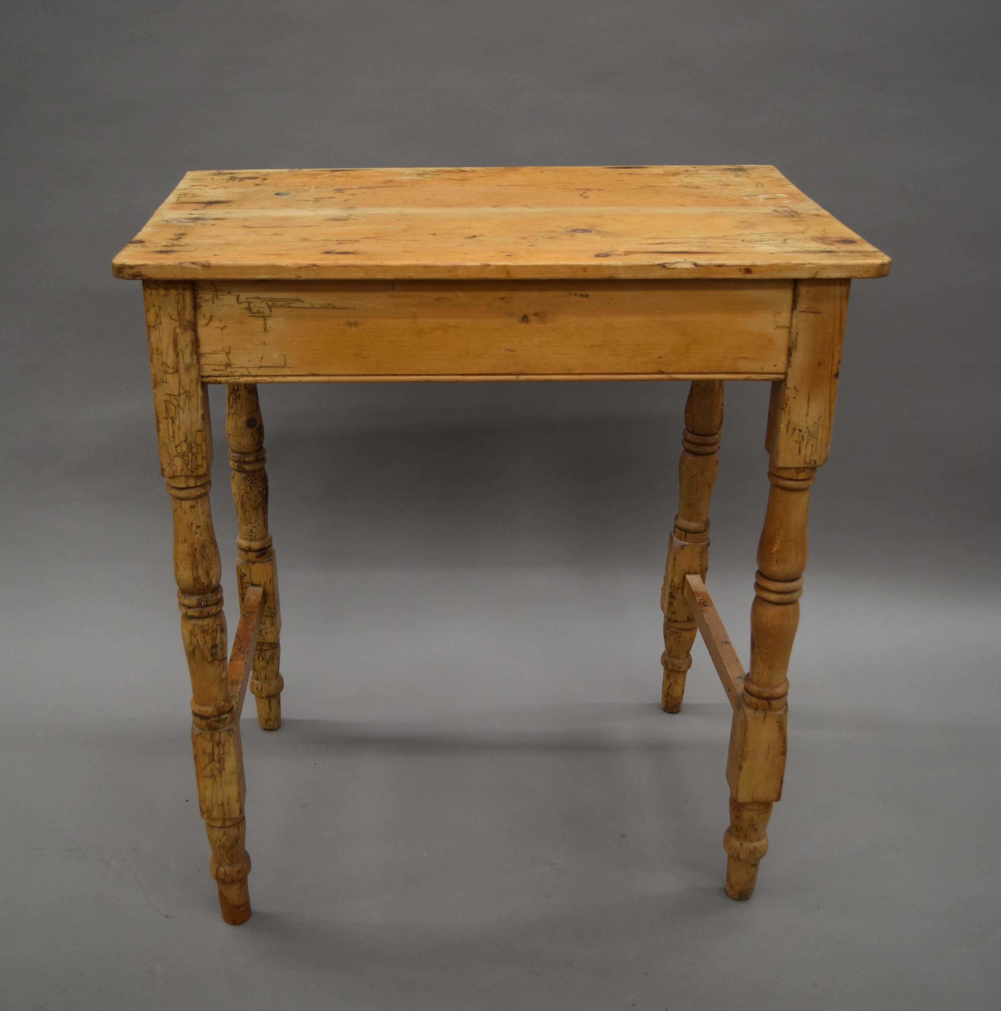 A Victorian pine side table. 68.5 cm wide.