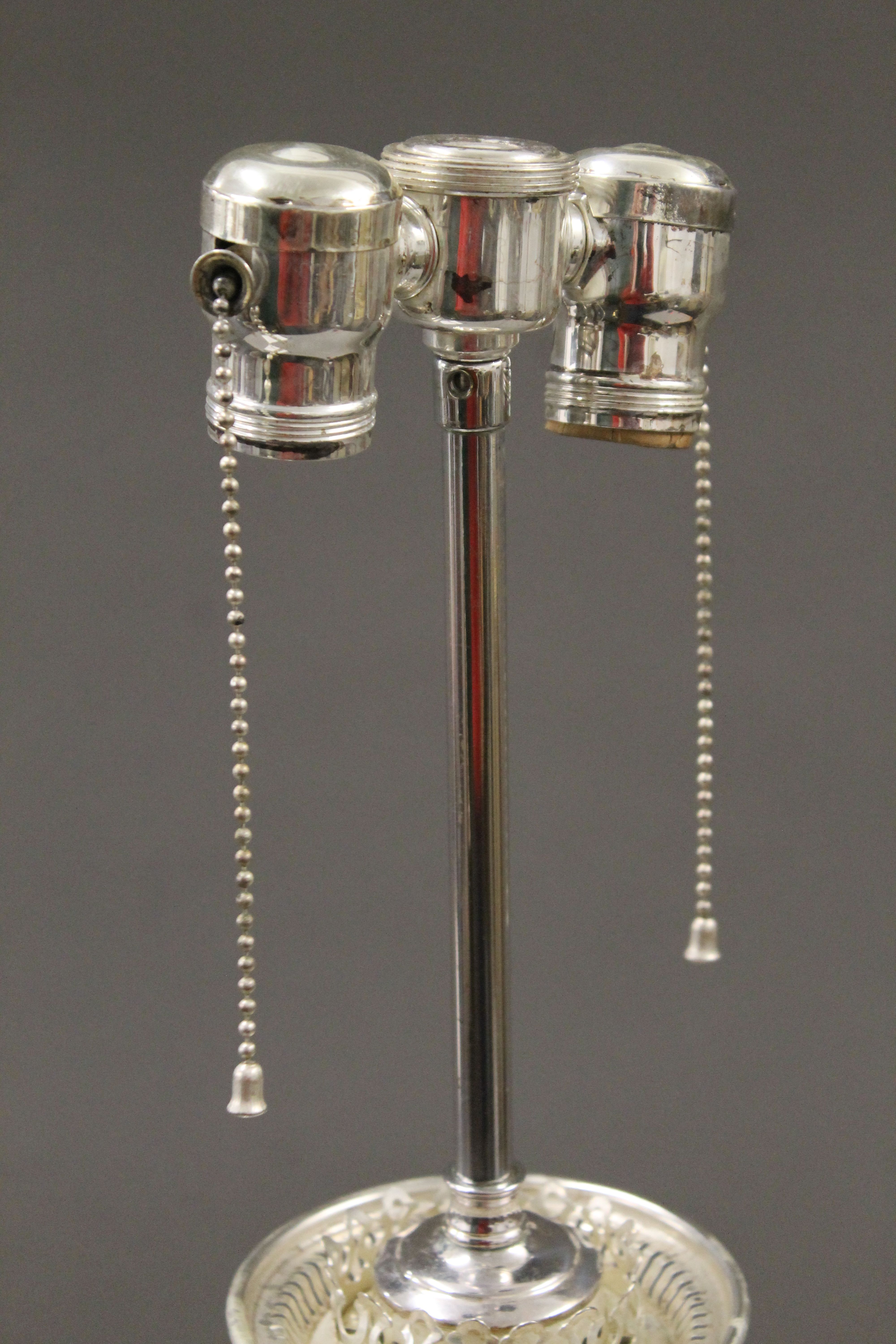 A silver plated oil lamp (converted to electricity). 78 cm high. - Image 2 of 5